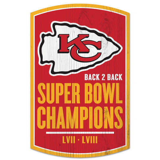 Super Bowl LVIII Champions Kansas City Chiefs 11" x 17" Wood Sign