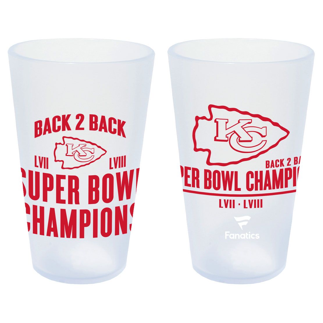 Super Bowl LVIII Champions Kansas City Chiefs 16oz. Silicone Pint Glass - Back to Back
