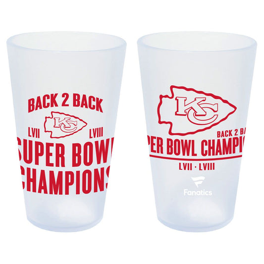 Super Bowl LVIII Champions Kansas City Chiefs 16oz. Silicone Pint Glass - Back to Back