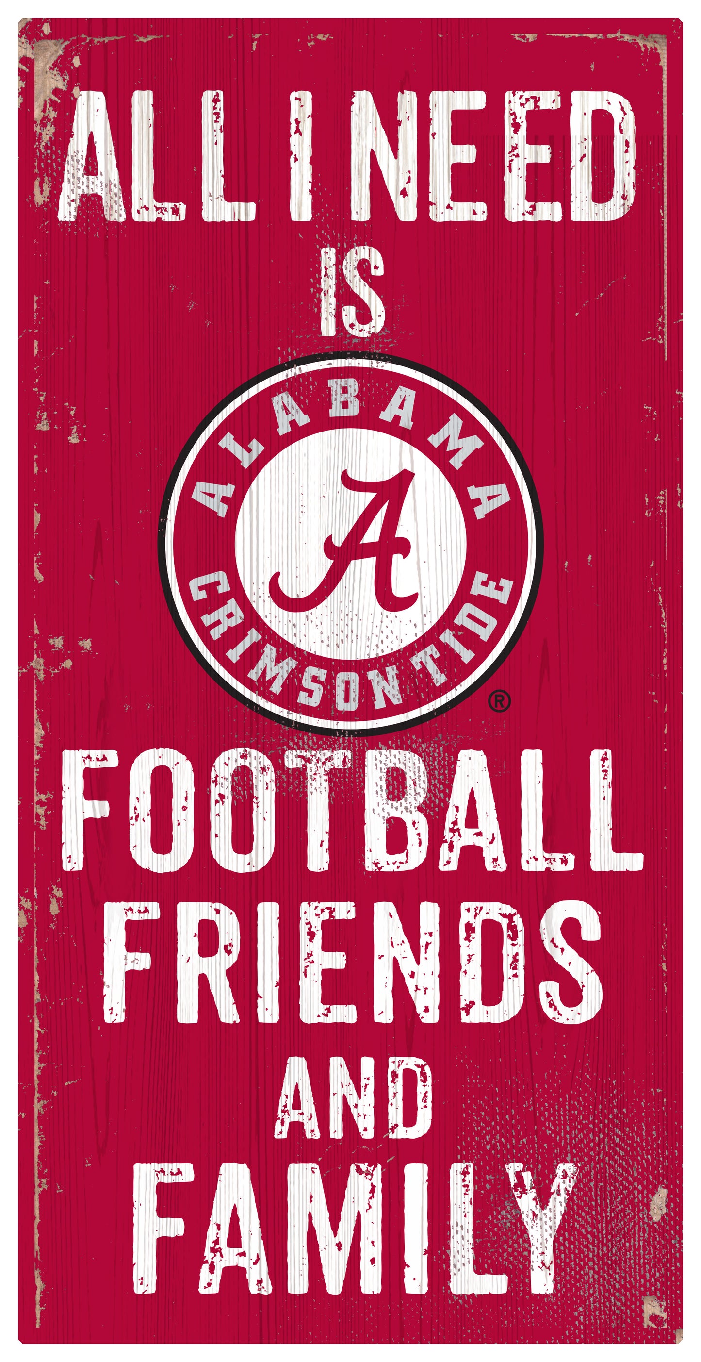 Alabama Crimson Tide "Football, Friends, Family" Sign