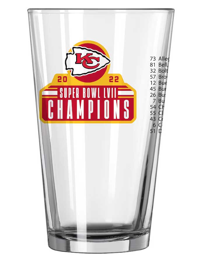 Super Bowl LVII Kansas City Chiefs Roster Pint Glass